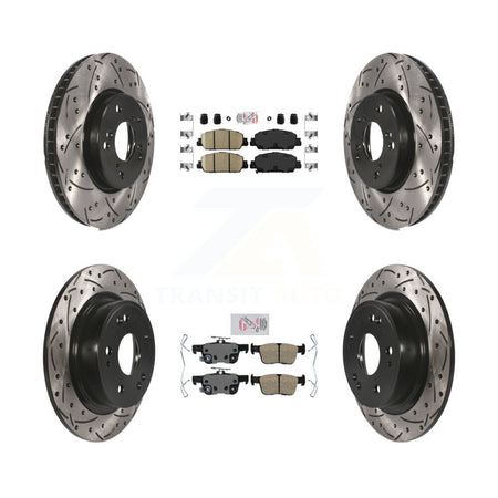 Front Rear Ceramic Pads And Coated Drilled Slotted Disc Brake Rotors Kit For Honda Accord KDA-101646