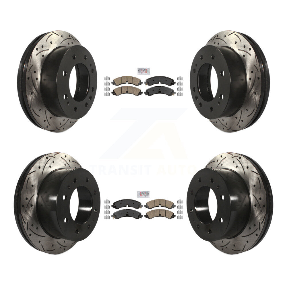 Front Rear Ceramic Pad Drilled Slot Brake Rotor Kit For GMC Chevrolet Sierra 2500 HD 3500 KDA-101650
