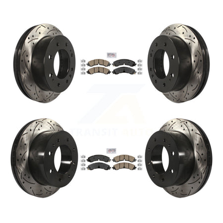 Front Rear Ceramic Pad Drilled Slot Brake Rotor Kit For GMC Chevrolet Sierra 2500 HD 3500 KDA-101650