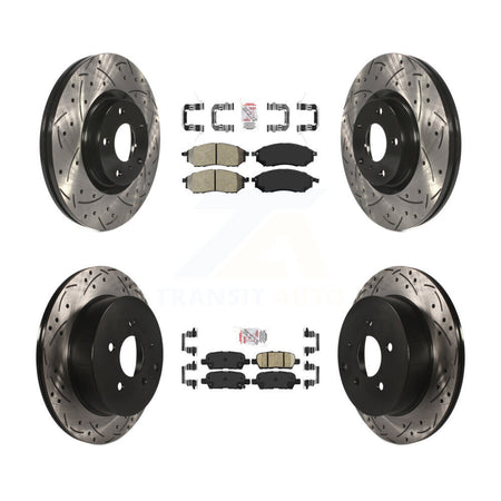 Front Semi-Metallic Rear Ceramic Pad Drilled Slot Brake Rotors Kit For Nissan Murano QX70 KDA-101652