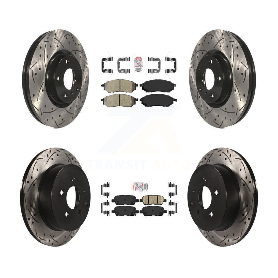 Front Semi-Metallic Rear Ceramic Pad Drilled Slot Brake Rotors Kit For Nissan Murano QX70 KDA-101652