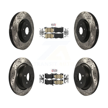 Front Rear Ceramic Pad And Coated Drilled Slotted Disc Brake Rotors Kit For INFINITI FX50 KDA-101653