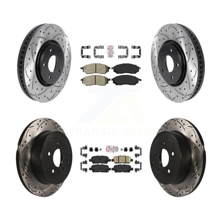 Front Semi-Metallic Rear Ceramic Pad Drilled Slot Brake Rotors Kit For INFINITI FX35 FX37 KDA-101666