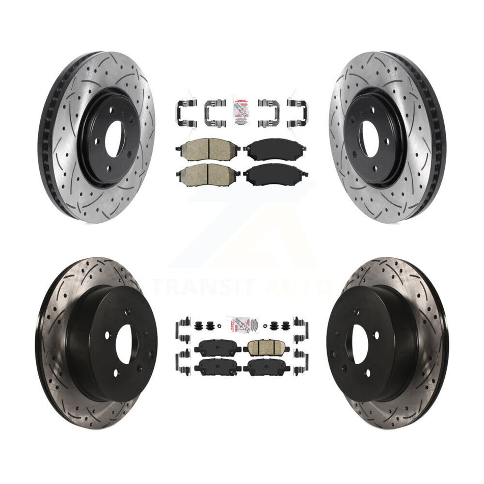 Front Semi-Metallic Rear Ceramic Pad Drilled Slot Brake Rotors Kit For INFINITI FX35 FX37 KDA-101666