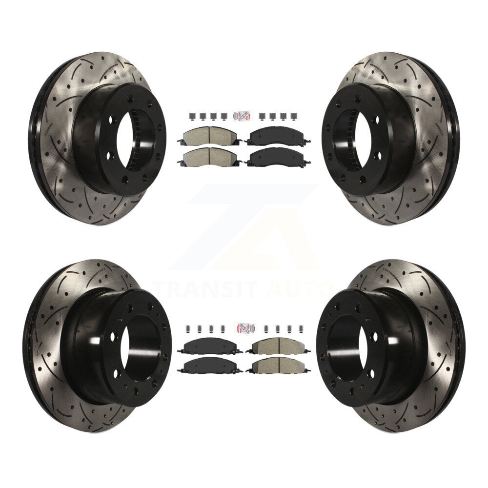 Front Rear Semi-Metallic Pad Drill Slot Disc Brake Rotor Kit For Ram 3500 2500 1500 Dodge KDA-101675