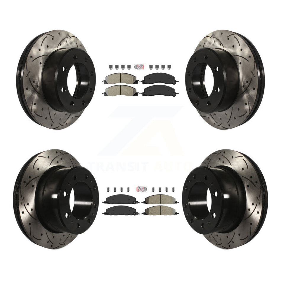 Front Rear Semi-Metallic Pad Drill Slot Disc Brake Rotor Kit For Ram 3500 2500 1500 Dodge KDA-101675
