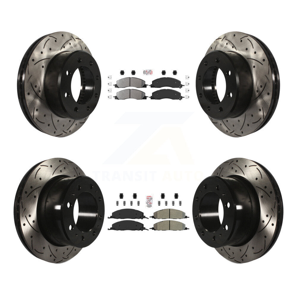 Front Rear Semi-Metallic Pad Drill Slot Disc Brake Rotor Kit For Ram 3500 2500 1500 Dodge KDA-101676