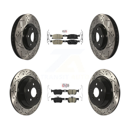 Front Ceramic Rear Semi-Metallic Pad Coated Drill Slot Disc Brake Rotor Kit For Ford Edge KDA-101678