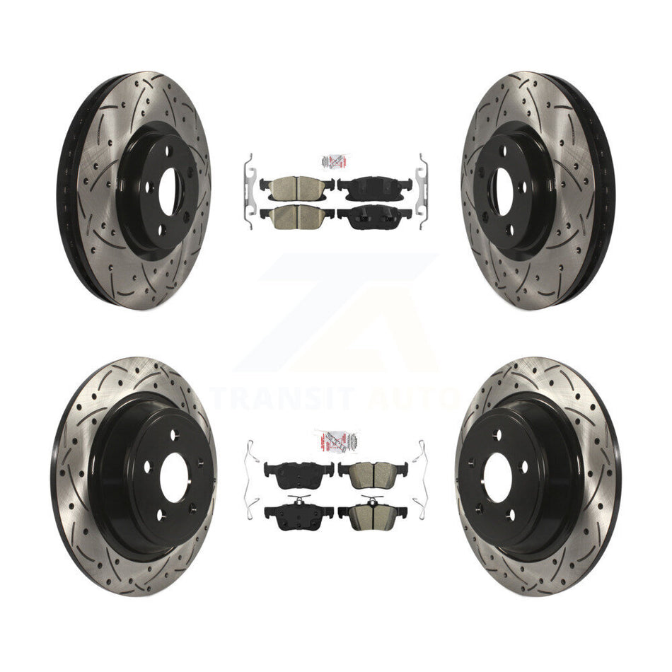 Front Ceramic Rear Semi-Metallic Pad Coated Drill Slot Disc Brake Rotor Kit For Ford Edge KDA-101678