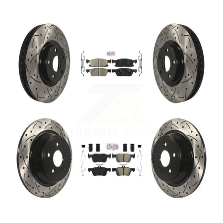 Front Ceramic Rear Semi-Metallic Pad Coated Drill Slot Disc Brake Rotor Kit For Ford Edge KDA-101679