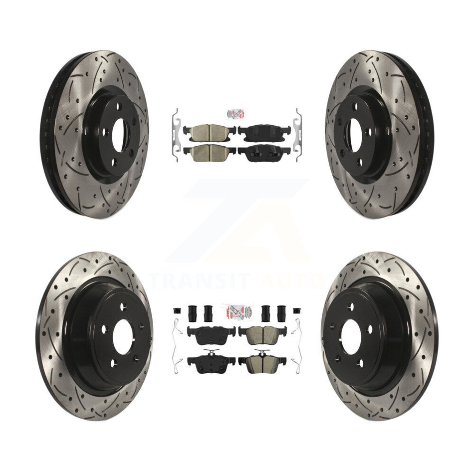 Front Ceramic Rear Semi-Metallic Pad Coated Drill Slot Disc Brake Rotor Kit For Ford Edge KDA-101679