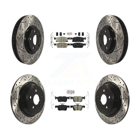 Front Ceramic Rear Semi-Metallic Pad Coated Drill Slot Disc Brake Rotor Kit For Ford Edge KDA-101680