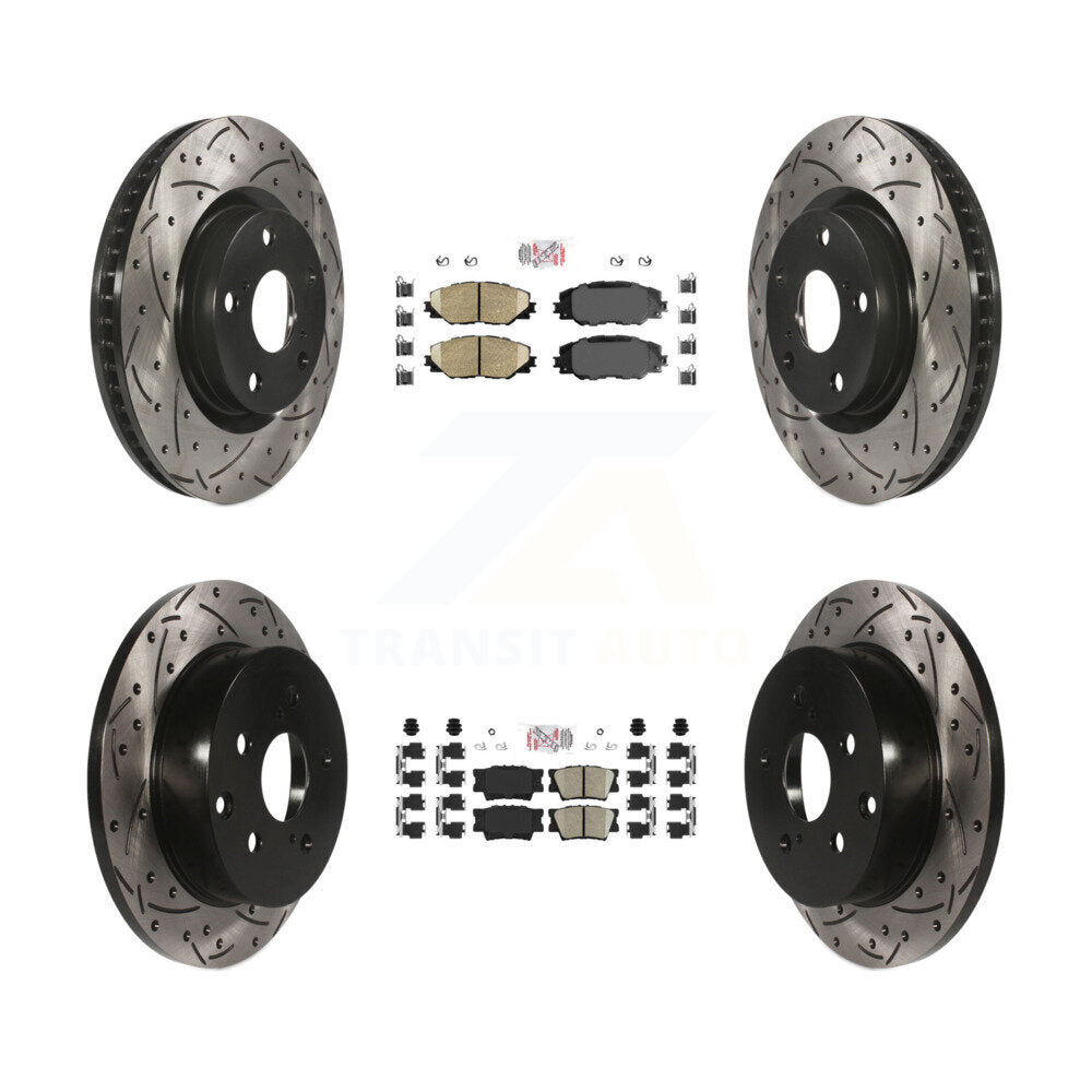 Front Rear Ceramic Pads And Coated Drilled Slotted Disc Brake Rotors Kit For Toyota RAV4 KDA-101690