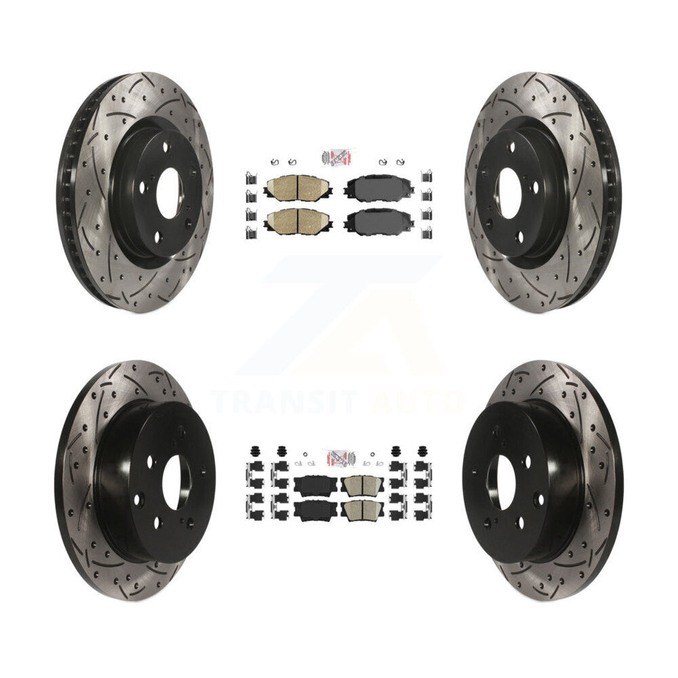 Front Rear Ceramic Pads And Coated Drilled Slotted Disc Brake Rotors Kit For Toyota RAV4 KDA-101690