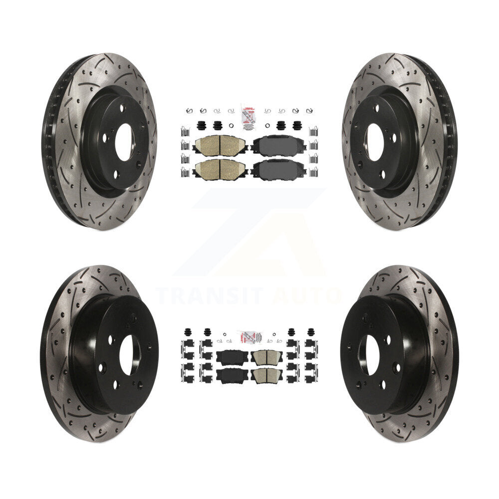 Front Rear Ceramic Pads And Coated Drilled Slotted Disc Brake Rotors Kit For Toyota RAV4 KDA-101692