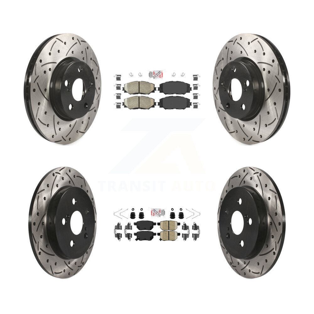 Front Rear Ceramic Pad Drill Slot Brake Rotors Kit For Toyota Corolla Matrix Pontiac Vibe KDA-101694