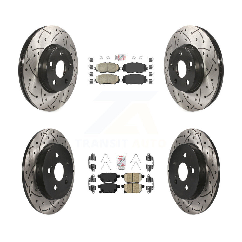 Front Rear Ceramic Pad Drill Slot Brake Rotors Kit For Toyota Corolla Matrix Pontiac Vibe KDA-101695
