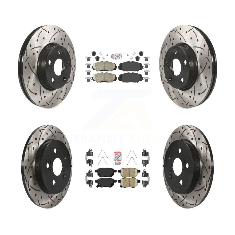 Front Rear Ceramic Pad Drill Slot Brake Rotors Kit For Toyota Corolla Matrix Pontiac Vibe KDA-101697