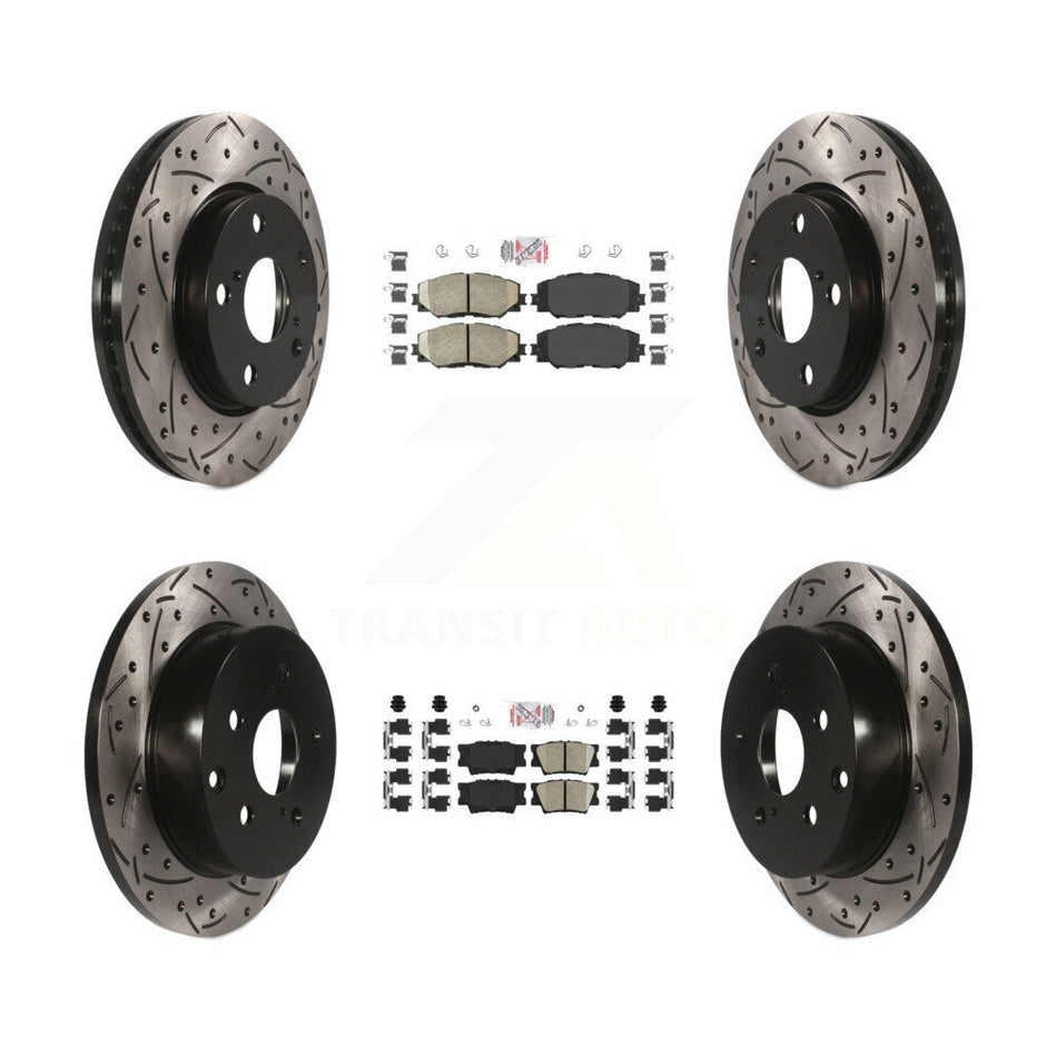 Front Rear Ceramic Pad Coat Drill Slot Disc Brake Rotors Kit For Toyota RAV4 Lexus HS250h KDA-101698