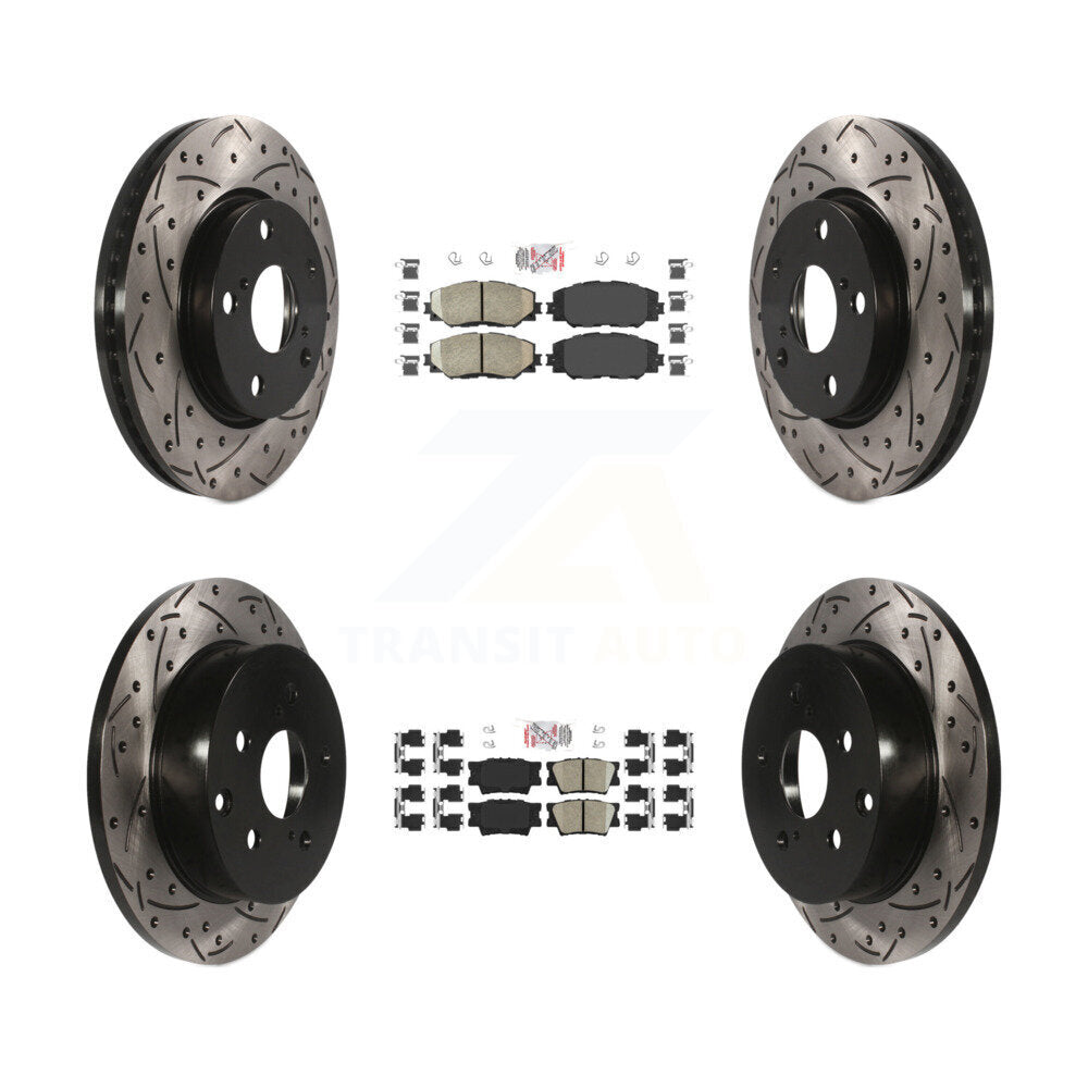 Front Rear Ceramic Pad Coat Drill Slot Disc Brake Rotors Kit For Toyota RAV4 Lexus HS250h KDA-101699