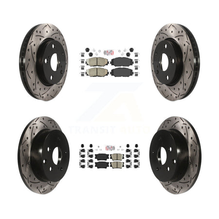 Front Rear Ceramic Pad Coat Drill Slot Disc Brake Rotors Kit For Toyota RAV4 Lexus HS250h KDA-101700