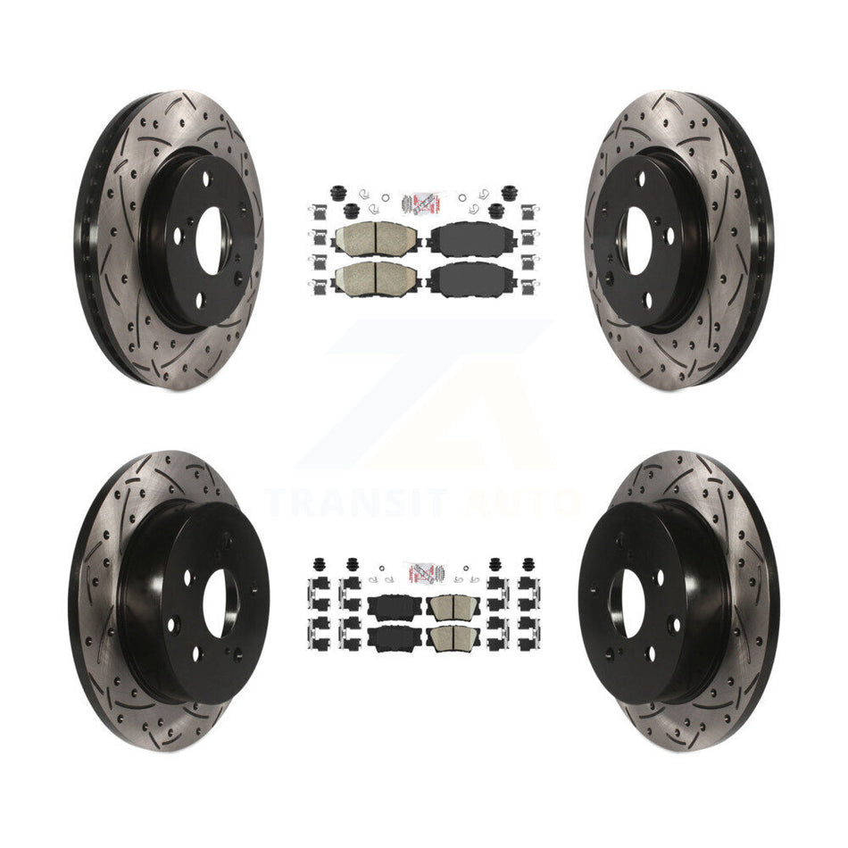 Front Rear Ceramic Pad Coat Drill Slot Disc Brake Rotors Kit For Toyota RAV4 Lexus HS250h KDA-101700