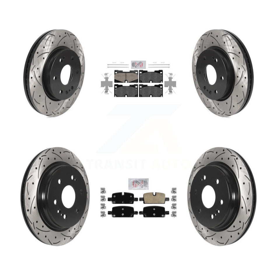 Front Rear Ceramic Pad Drill Slot Brake Rotor Kit For GMC Chevrolet Silverado 1500 Sierra KDA-101709