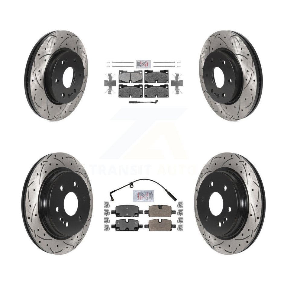 Front Rear Semi-Metallic Pad Drill Slot Brake Rotors Kit For GMC Chevrolet Silverado 1500 KDA-101710