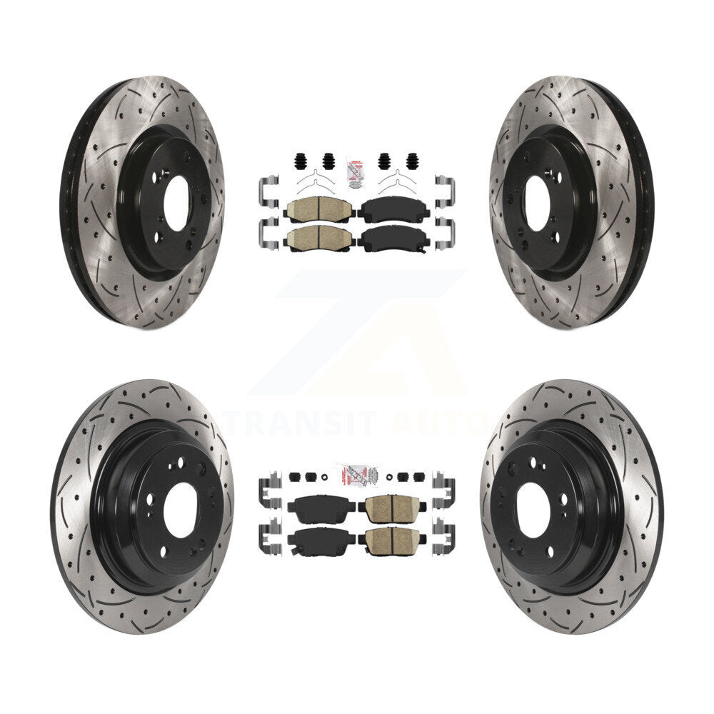 Front Rear Ceramic Pad Coated Drilled Slotted Disc Brake Rotor Kit For 2009-2014 Acura TL KDA-101713