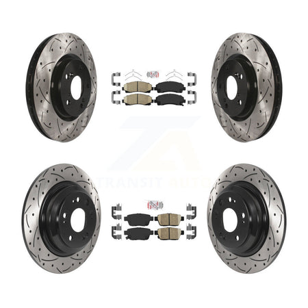 Front Rear Ceramic Pad Coated Drilled Slotted Disc Brake Rotor Kit For 2009-2014 Acura TL KDA-101714