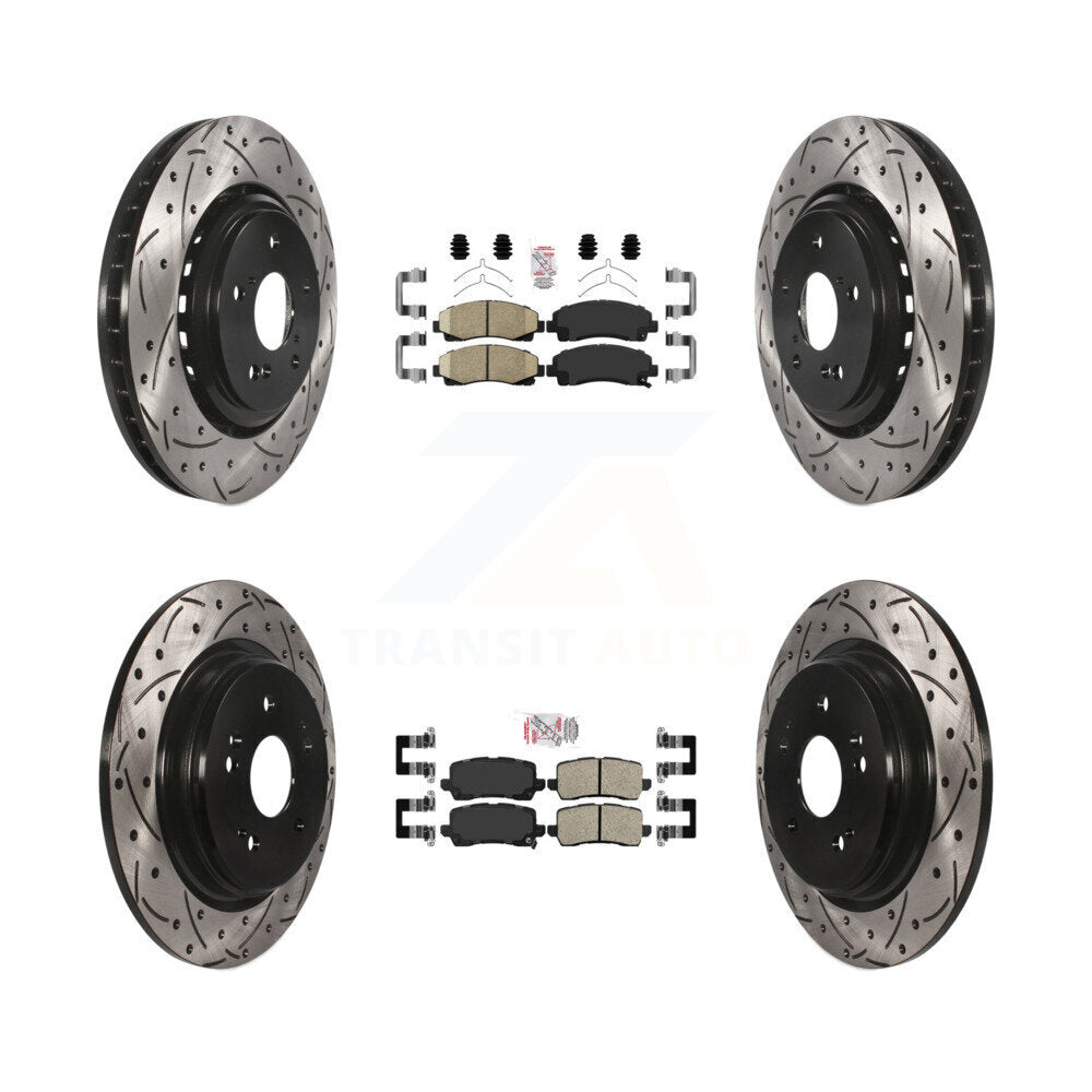 Front Rear Ceramic Pad & Coated Drilled Slot Disc Brake Rotor Kit For 2015-2020 Acura TLX KDA-101716
