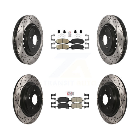 Front Rear Ceramic Pad & Coated Drilled Slot Disc Brake Rotor Kit For 2015-2020 Acura TLX KDA-101716
