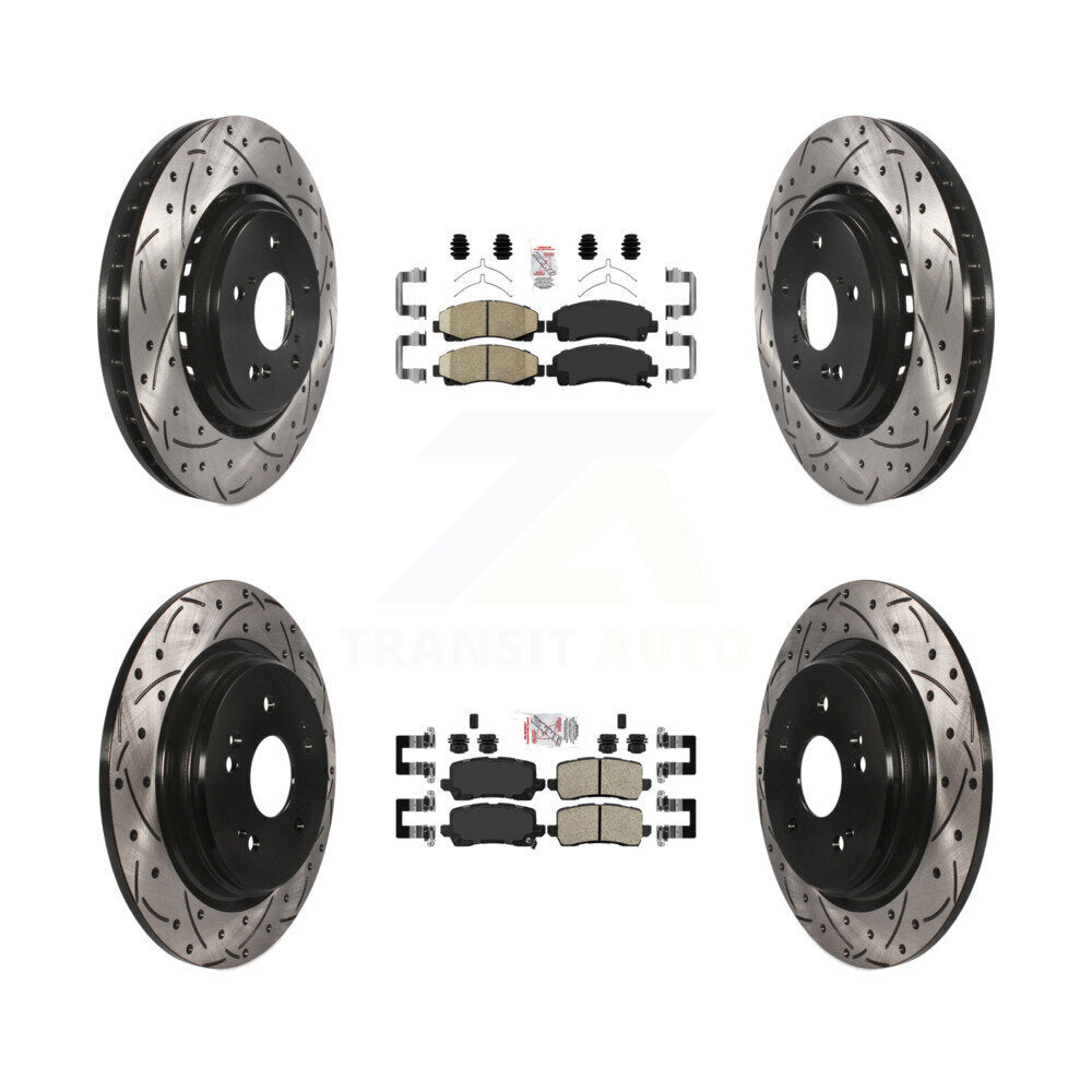Front Rear Ceramic Pad & Coated Drilled Slot Disc Brake Rotor Kit For 2015-2020 Acura TLX KDA-101717