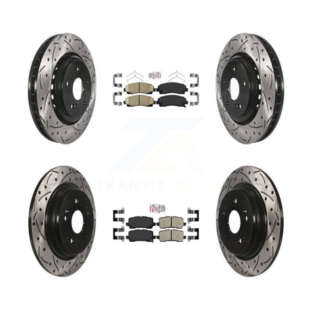 Front Rear Ceramic Pad & Coated Drilled Slot Disc Brake Rotor Kit For 2015-2020 Acura TLX KDA-101718