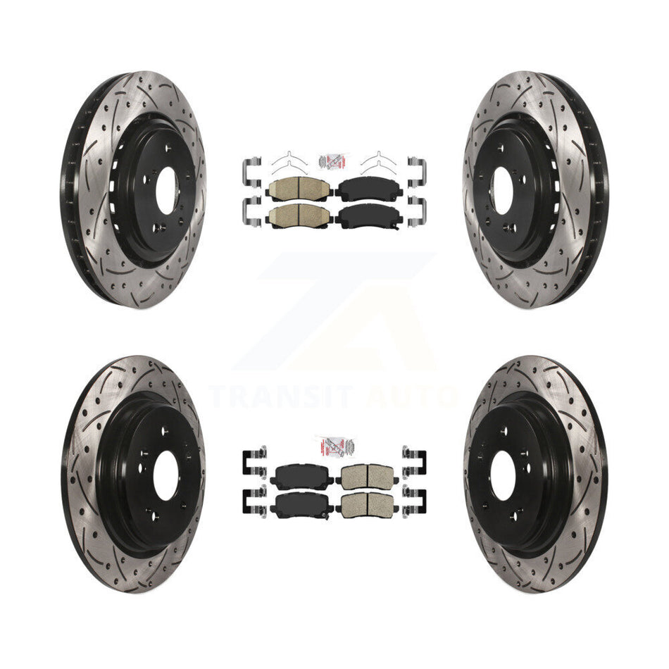 Front Rear Ceramic Pad & Coated Drilled Slot Disc Brake Rotor Kit For 2015-2020 Acura TLX KDA-101718