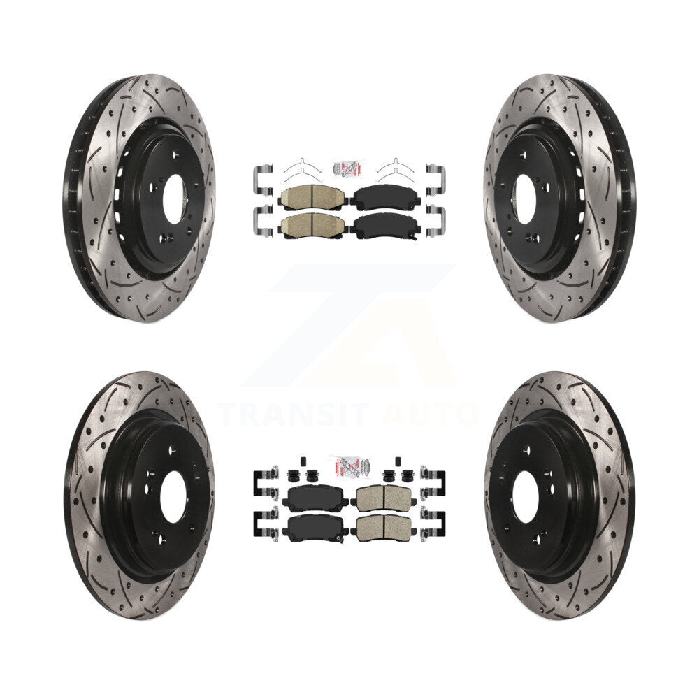 Front Rear Ceramic Pad & Coated Drilled Slot Disc Brake Rotor Kit For 2015-2020 Acura TLX KDA-101719
