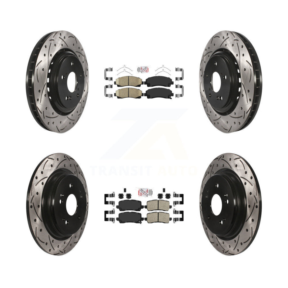 Front Rear Ceramic Pad & Coated Drilled Slot Disc Brake Rotor Kit For 2015-2020 Acura TLX KDA-101719
