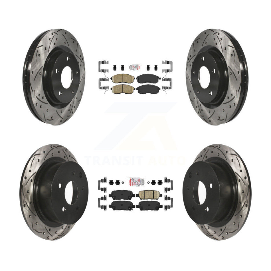 Front Rear Ceramic Pads And Coated Drilled Slotted Disc Brake Rotors Kit For Nissan Juke KDA-101724