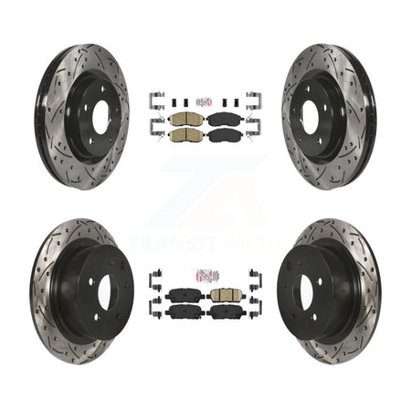 Front Rear Ceramic Pads And Coated Drilled Slotted Disc Brake Rotors Kit For Nissan Juke KDA-101725