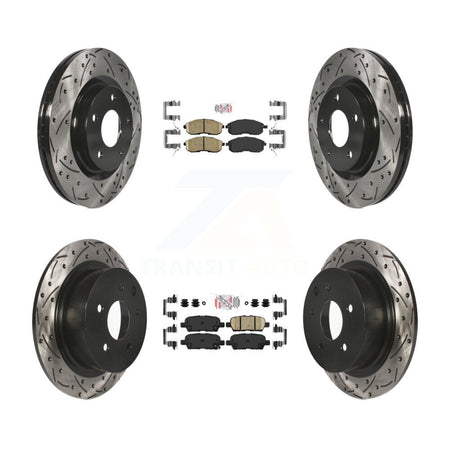 Front Rear Ceramic Pads And Coated Drilled Slotted Disc Brake Rotors Kit For Nissan Juke KDA-101726