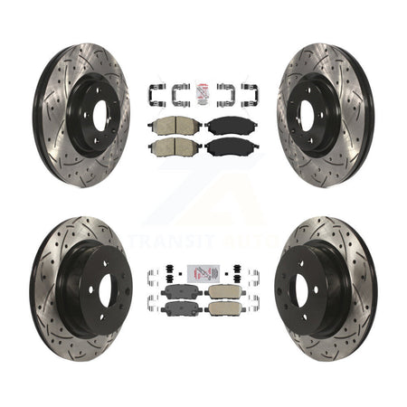 Front Semi-Metallic Rear Ceramic Pad Drill Slot Brake Rotor Kit For INFINITI G37 EX35 G35 KDA-101728