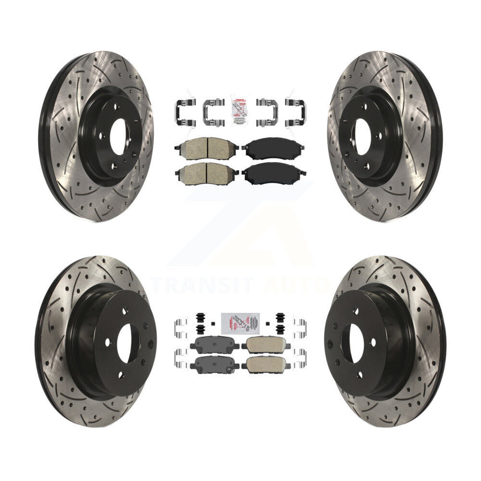Front Semi-Metallic Rear Ceramic Pad Drill Slot Brake Rotor Kit For INFINITI G37 EX35 G35 KDA-101728