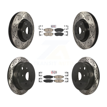 Front Rear Ceramic Pads And Coated Drilled Slotted Disc Brake Rotors Kit For Subaru WRX KDA-101729