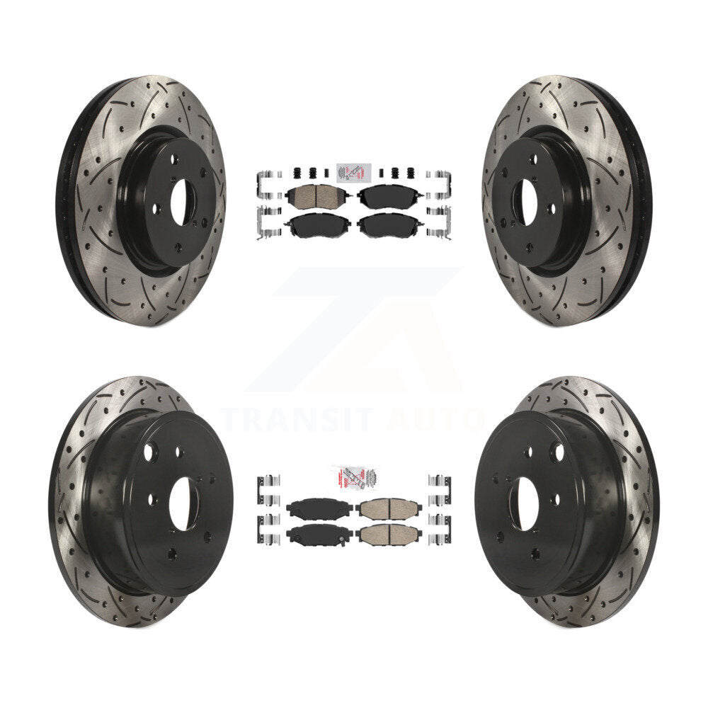 Front Rear Ceramic Pads And Coated Drilled Slotted Disc Brake Rotors Kit For Subaru WRX KDA-101731