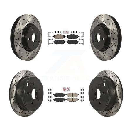 Front Rear Ceramic Pads And Coated Drilled Slotted Disc Brake Rotors Kit For Subaru WRX KDA-101731