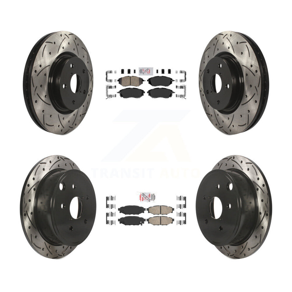 Front Rear Ceramic Pads And Coated Drilled Slotted Disc Brake Rotors Kit For Subaru WRX KDA-101731