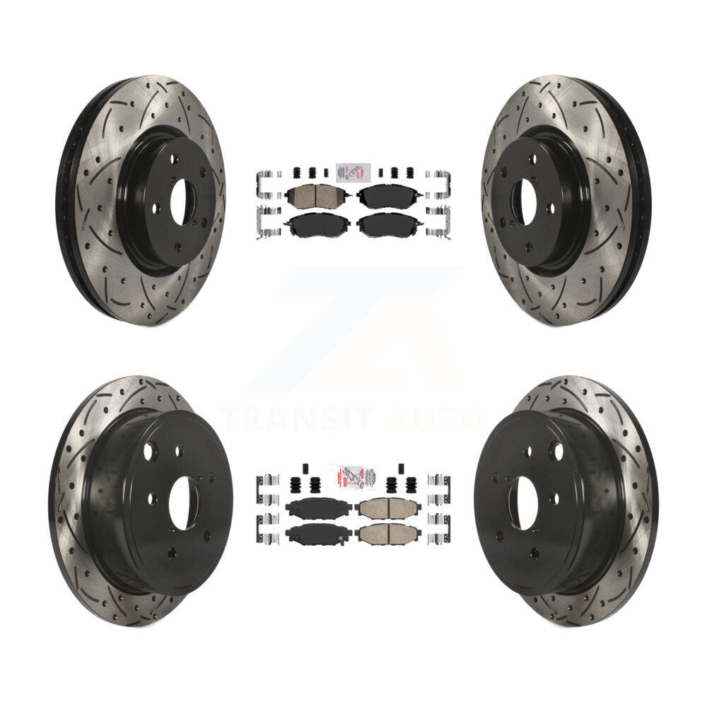 Front Rear Ceramic Pads And Coated Drilled Slotted Disc Brake Rotors Kit For Subaru WRX KDA-101732