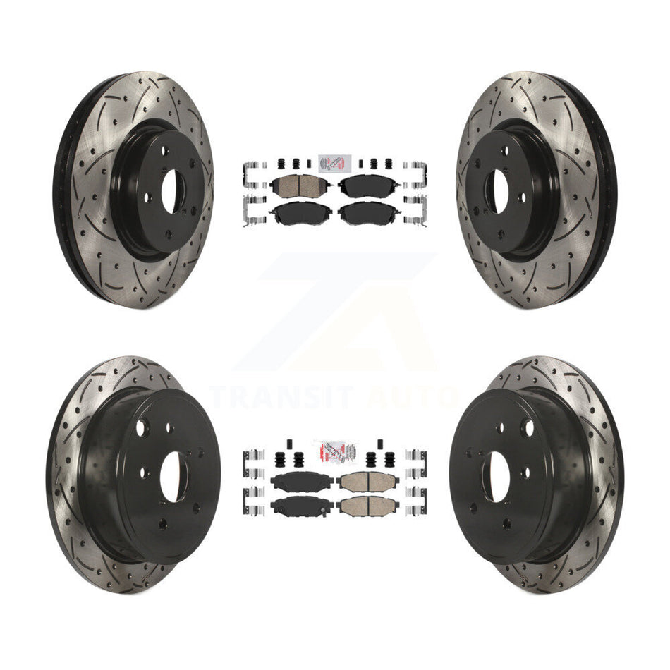 Front Rear Ceramic Pads And Coated Drilled Slotted Disc Brake Rotors Kit For Subaru WRX KDA-101732
