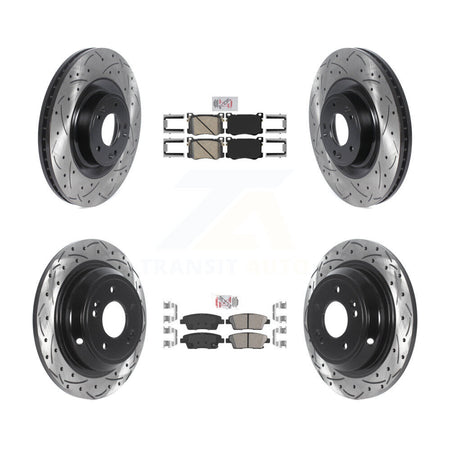 Front Rear Ceramic Pad Drilled Slot Brake Rotor Kit For Hyundai Genesis G80 Kia K900 3.8L KDA-101733