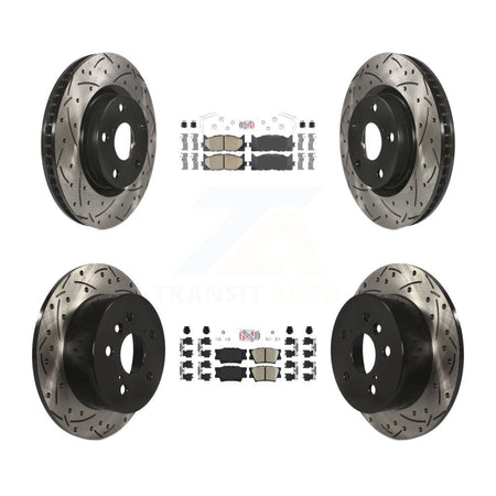 Front Rear Ceramic Pad & Drilled Slot Brake Rotor Kit For Toyota Camry Lexus ES350 Avalon KDA-101734